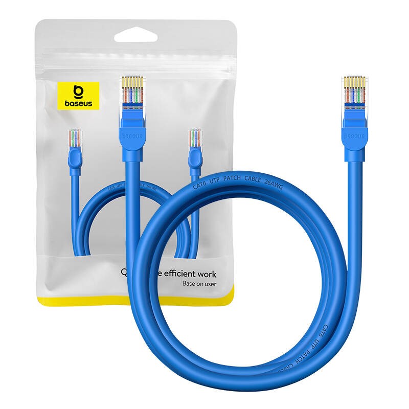 Apvalus kabelis Baseus Ethernet RJ45, Cat.6, 2 m (mėlynas)