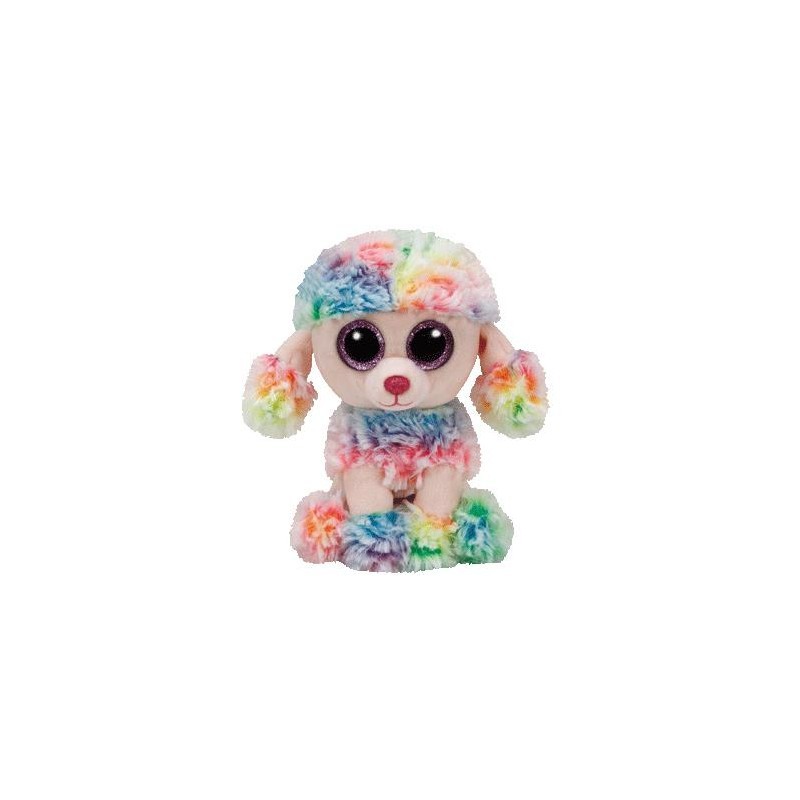 TY Beanie Boos pliušinis spalvotas pudelis RAINBOW 23 cm, TY37145