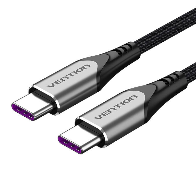 USB-C 2.0 į USB-C 5A kabelis Vention TAEHG 1,5 m pilkos spalvos