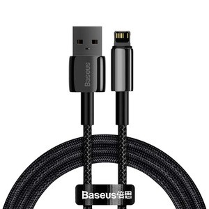 "Baseus" auksinis volframo kabelis USB į iP 2,4A 2 m (juodas)
