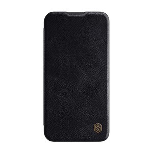 "Nillkin Qin Pro" odinis dėklas "iPhone 14 Pro Max" (juodas)