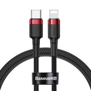 "Baseus Cafule" C tipo laidas su "iP PD" 18W 1 m raudonos+juodos spalvos