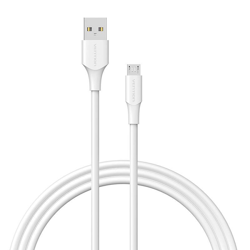 USB 2.0 vyriškos lyties ir Micro-B vyriškos lyties 2A 1m Vention CTIWF (balta)