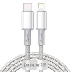 Didelio tankio pintas USB-C ir "Lightning Baseus" kabelis, 20 W, PD, 2 m (baltas)