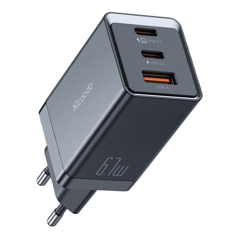 "Mcdodo CH-1541 GaN" sieninis įkroviklis, 2x USB-C, 1x USB, 67 W (juodas)