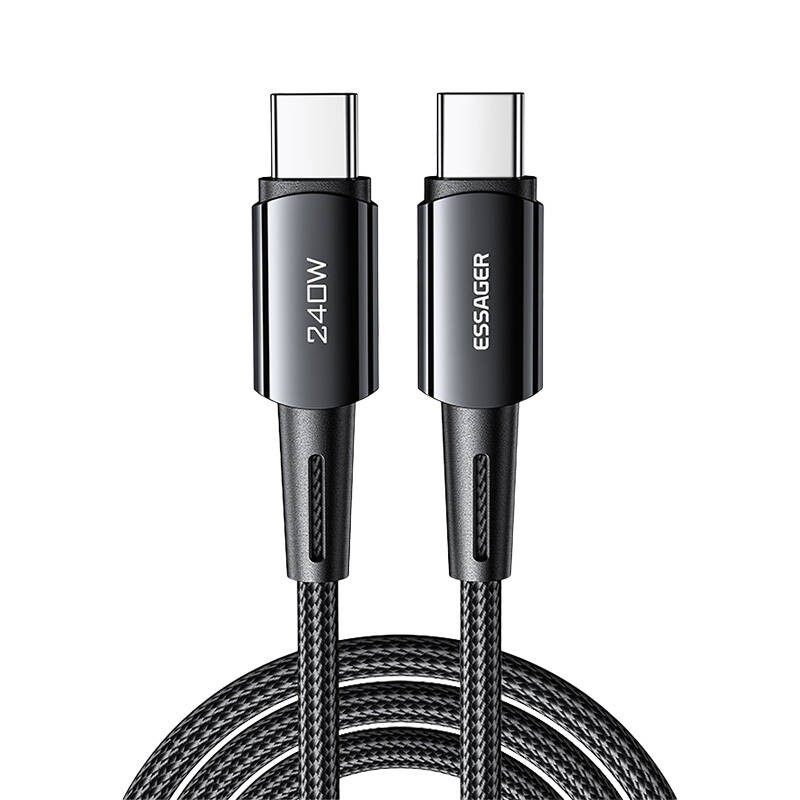 USB-C į USB-C 240W Essager 1 m ilgio kabelis (pilkas)