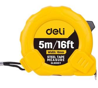 Plieninė matavimo juosta 5 m/19 mm "Deli Tools" EDL9005Y (geltona)
