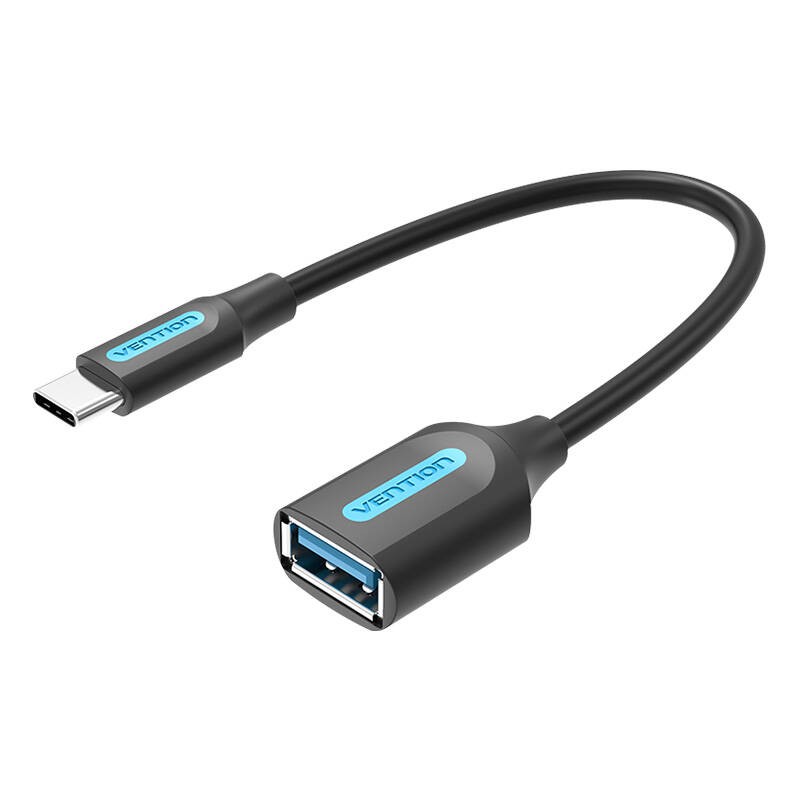 USB-C 3.1 vyriškos ir USB-A moteriškos lyties OTG kabelis "Vention CCVBB", 0,15 m, juodas, PVC