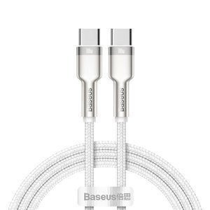 Kabelis USB-C į USB-C "Baseus Cafule", 100 W, 1 m (baltas)