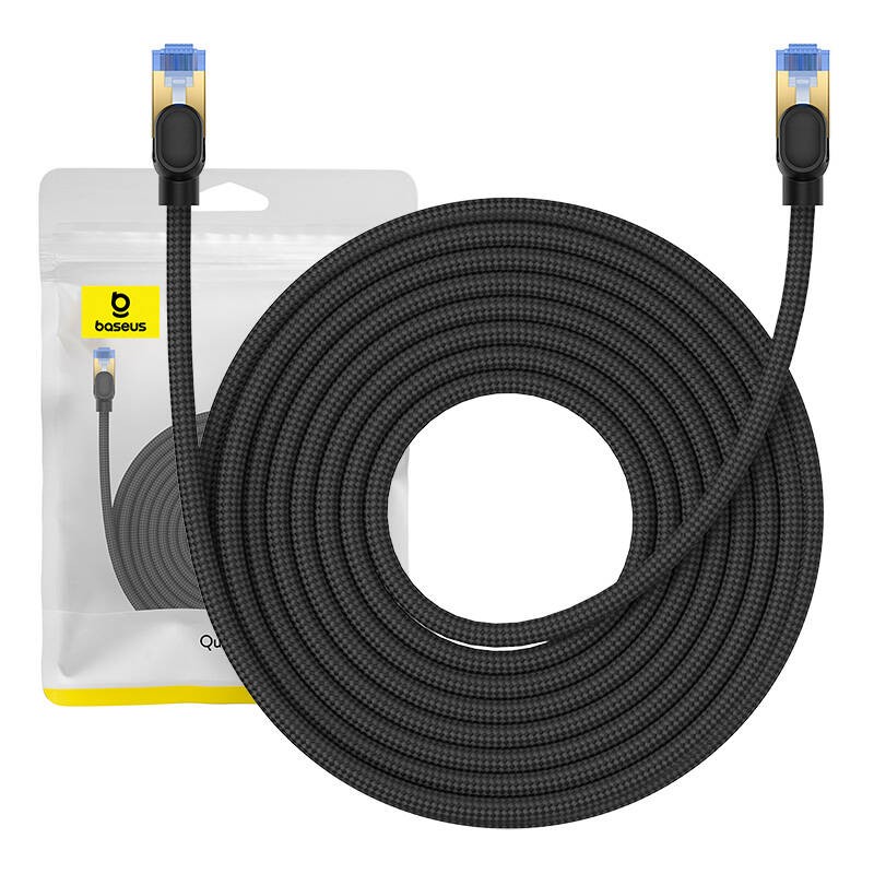 Pintas tinklo kabelis Cat.7 Baseus Ethernet RJ45, 10Gbps, 10 m (juodas)