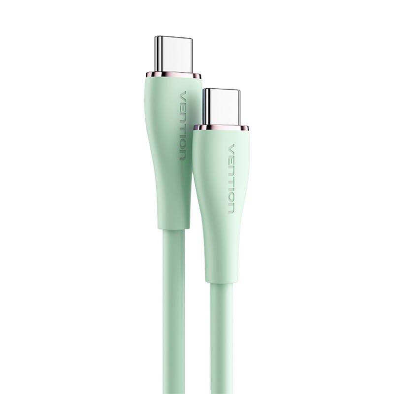 USB-C 2.0 į USB-C 5A kabelis Vention TAWGG 1,5 m šviesiai žalias silikonas