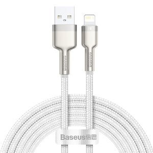 USB laidas "Lightning Baseus Cafule", 2,4 A, 2 m (baltas)