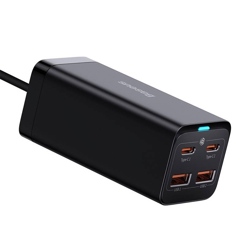 "Baseus GaN3 Pro" sieninis įkroviklis 2xUSB-C + 2xUSB, 100W (juodas)