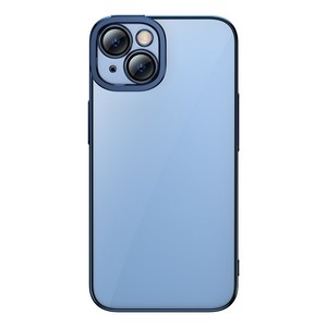 "Baseus" blizgantis permatomas dėklas ir grūdinto stiklo rinkinys "iPhone 14 Plus" (mėlynas)