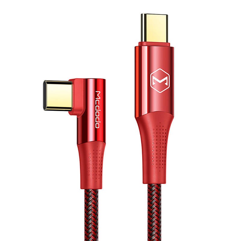 Kabelis USB-C į USB-C Mcdodo CA-8321 100W 90 laipsnių 1,2 m (raudonas)