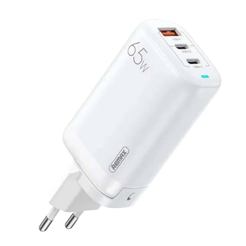 Sieninis įkroviklis "Remax", RP-U55, 2x USB-C, USB, 65W (baltas)