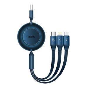 "Baseus Bright Mirror 3", USB "3-in-1" kabelis, skirtas "micro USB" / USB-C / "Lightning" 66 W / 2A 1,1 m (mėlynas)