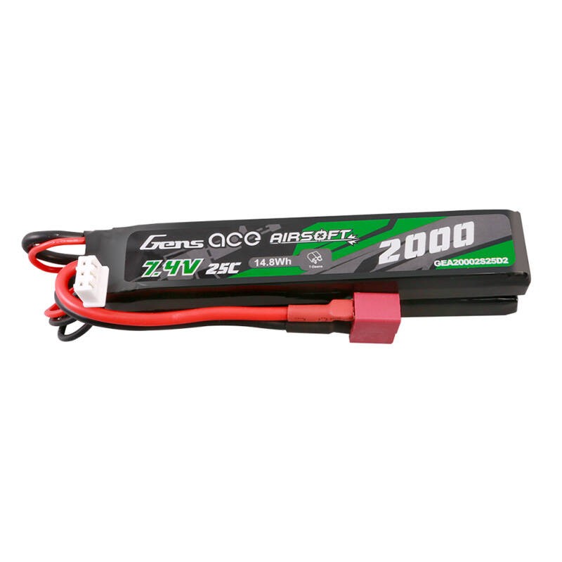 Gens Ace 25C 2000mAh 2S2P 7.4V balno Airsoft pistoleto Lipo baterija su mini Deans(T) kištuku