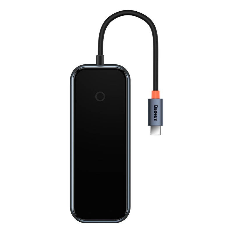 Koncentratorius 5in1 Baseus AcmeJoy serijos USB-C į 2xUSB 3.0 + USB 2.0 + USB-C PD + HDMI (tamsiai pilka)