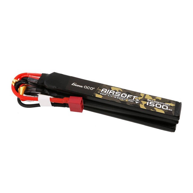 Gens ace 25C 1500mAh 3S1P 11.1V Nunchuck 3X Airsoft Gun Lipo baterija su T kištuku