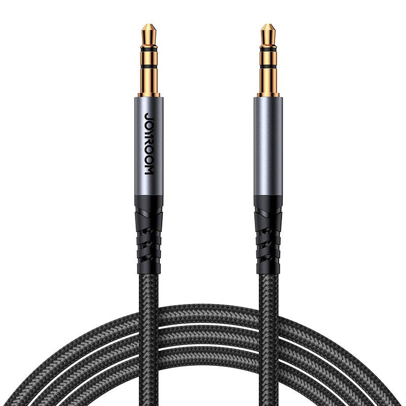 "Joyroom" AUX kabelis SY-A08 iš mini lizdo 3,5 mm į mini lizdą 3,5 mm, pintas, 1,2 m (juodas)