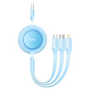 "Baseus Bright Mirror 2", USB 3-in-1 kabelis, skirtas micro USB / USB-C / "Lightning" 3,5 A 1,1 m (dangiškai mėlynas)