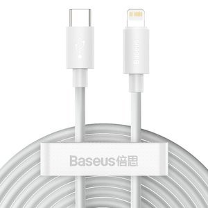 "Baseus" paprastas išminties duomenų kabelio rinkinys USB-C į "Lightning PD" 20 W (2 vnt. / rinkinys) 1,5 m baltos spalvos
