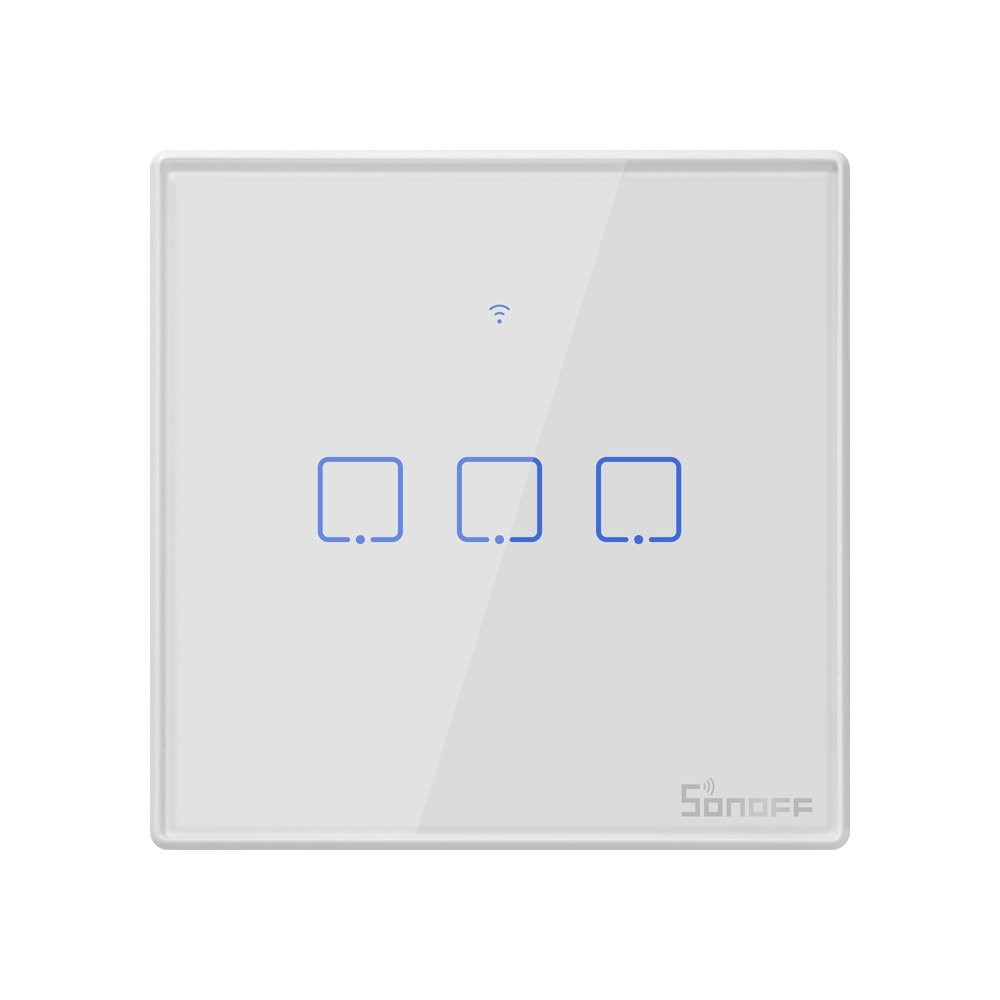 Jutiklinis šviesos jungiklis WiFi + RF 433 Sonoff T2 EU TX (3 kanalų)