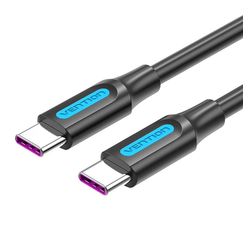 USB-C 2.0 į USB-C 5A kabelis "Vention COTBG" 1,5 m juodas PVC