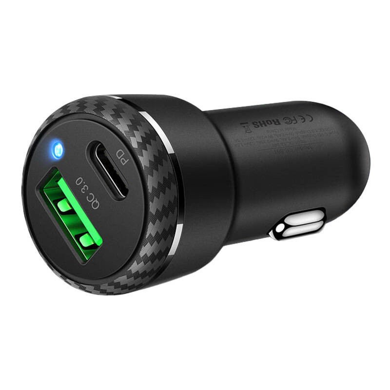 "Mcdodo" automobilinis įkroviklis CC-5970, USB + USB-C 38W (juodas)