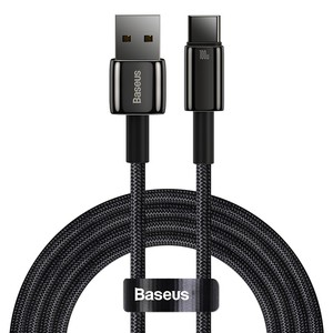 "Baseus" auksinis volframo kabelis iš USB į USB-C, 100 W, 2 m (juodas)