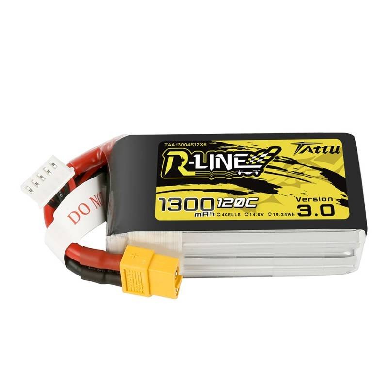 "Tattu R-Line" 3.0 versijos 1300mAh 14,8V 120C 4S1P XT60 akumuliatorius