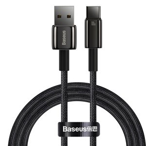 "Baseus" auksinis volframo kabelis, USB ir USB-C, 100 W, 1 m (juodas)