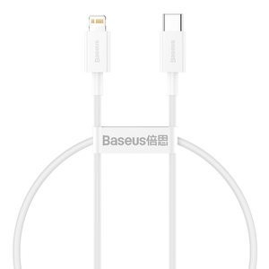 "Baseus Superior" serijos kabelis USB-C-Lightning, 20W, PD, 0,25 m (baltas)