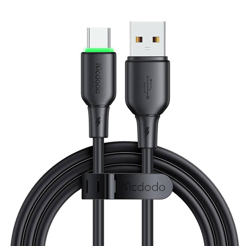 USB ir USB-C kabelis Mcdodo CA-4751 su LED lemputėmis 1,2 m (juodas)