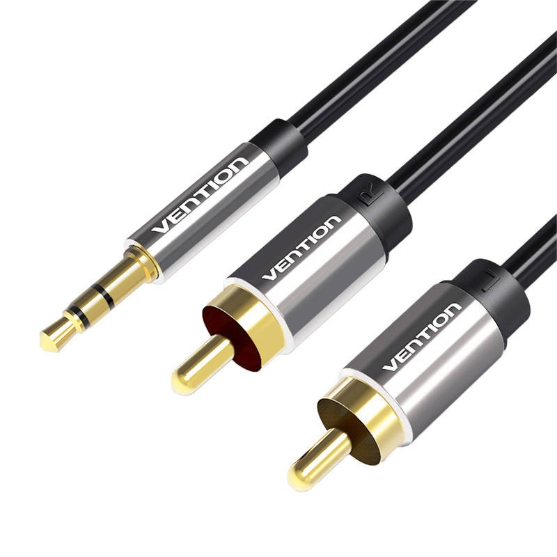 2xRCA (Cinch) lizdas su 3,5 mm jungtimi Vention BCFBF 1 m (juodas)