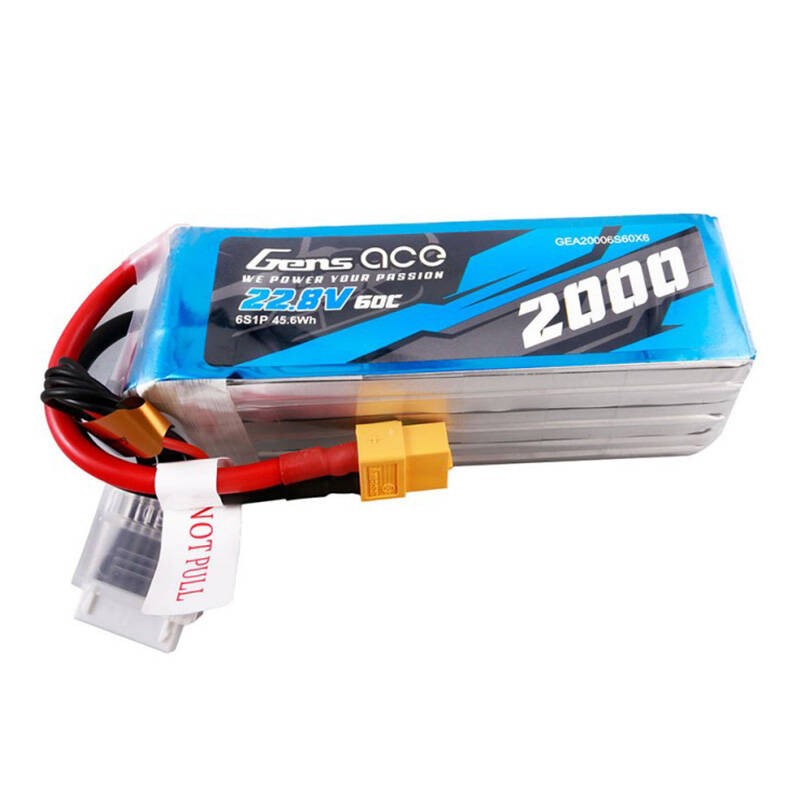 Gens ace 2000mAh 22.8V 60C 6S1P aukštos įtampos lipo akumuliatorių paketas su XT60 kištuku