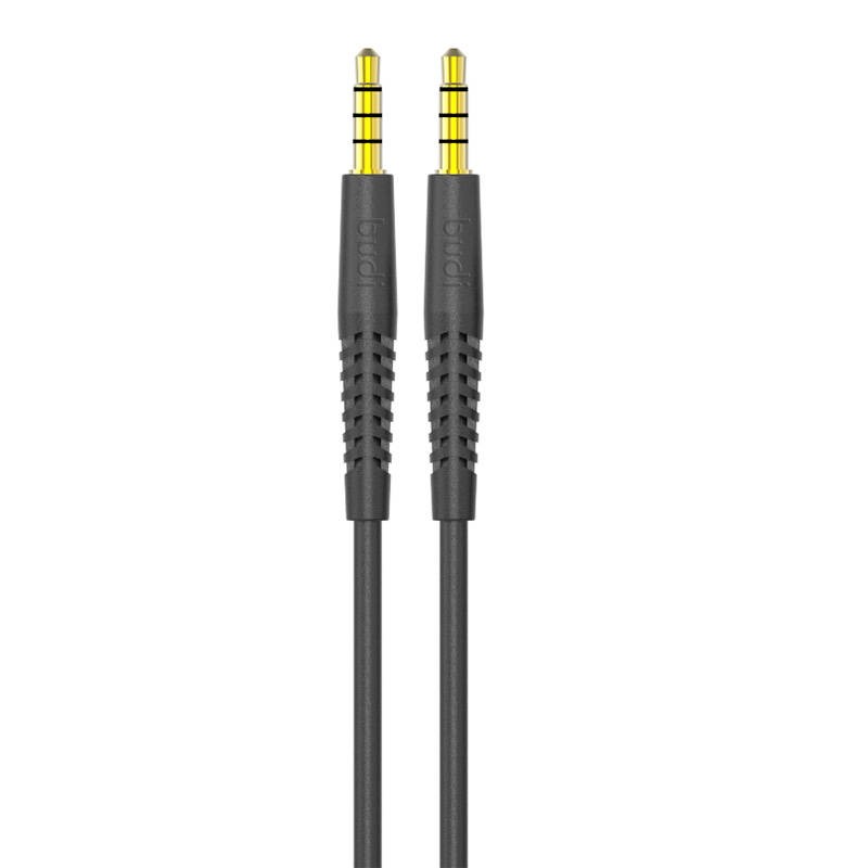 AUX kabelis iš mini lizdo 3,5 mm į mini lizdą 3,5 mm Budi, 1,2 m (juodas)