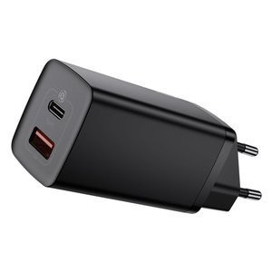 "Baseus GaN2 Lite" greitasis kelioninis įkroviklis USB+C 65W EU (juodas)