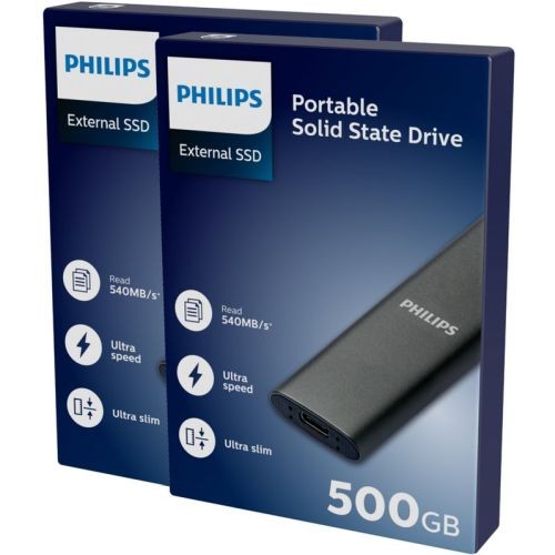 "Philips" išorinis SSD diskas 500 GB "Ultra speed Space grey" pilkos spalvos