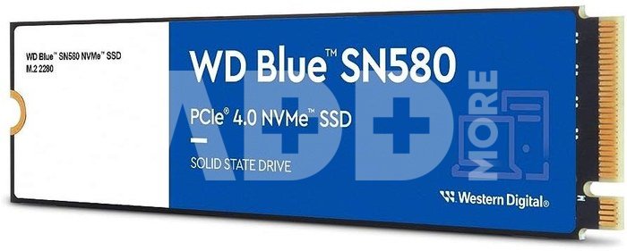 SSD|WESTERN DIGITAL|Blue SN580|2TB|M.2|PCIe Gen4|NVMe|TLC|Write speed 4150 MBytes/sec|Read speed 4150 MBytes/sec|2.38mm|TBW 900 TB|MTBF 1500000 hours|WDS200T3B0E