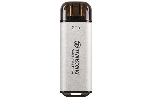 Išorinis SSD TRANSCEND ESD300S 2TB External SSD USB 10Gbps Type C Silver