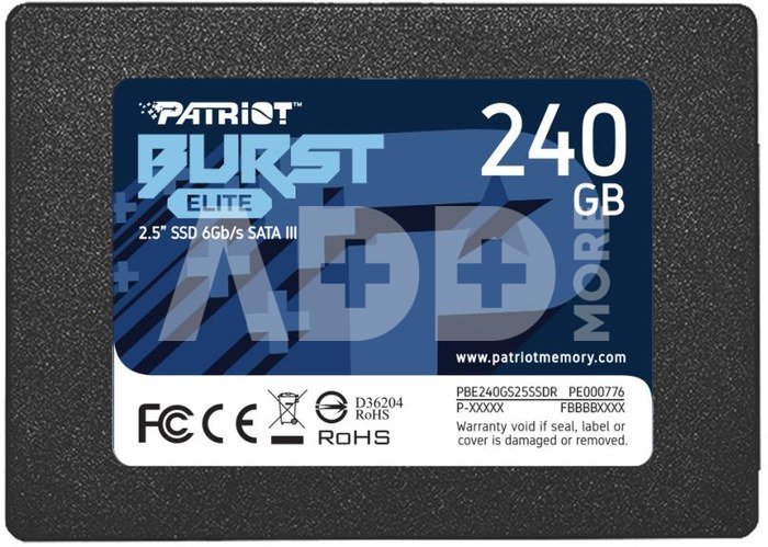 SSD|PATRIOT|Burst Elite|240GB|SATA 3.0|3D NAND|Write speed 320 MBytes/sec|Read speed 450 MBytes/sec|2,5"|TBW 100 TB|PBE240GS25SSDR