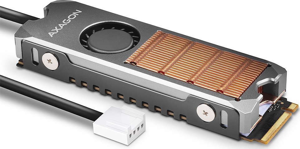 Axagon AXAGON CLR-M2FAN, copper radiator with fan for bilateral M.2 SSDs, height 13 mm