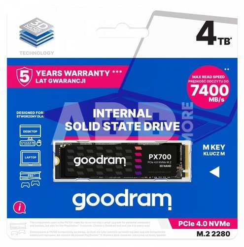 GOODRAM SSD PX700 4TB M.2 PCIe 2280 4x4 7400/6500MB/s