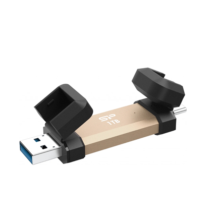 Išorinis HDD Silicon Power DS72  1000 GB  USB Type-A and USB Type-C 3.2 Gen 2  Gold