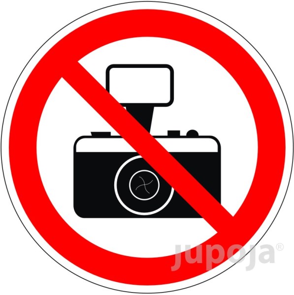 Lipdukas informacinis "Draudžiama fotografuoti ir filmuoti" 80 x 80 mm