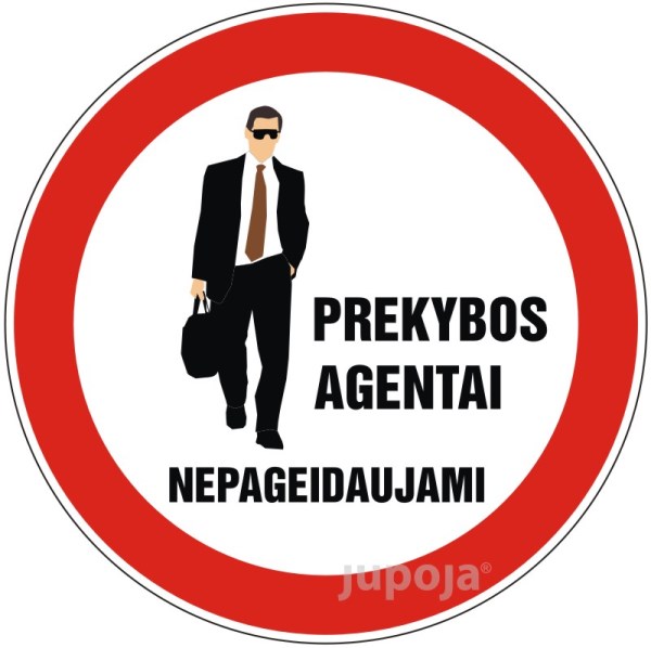 Lipdukas informacinis "Prekybos agentai nepageidaujami" 130 x 130 mm