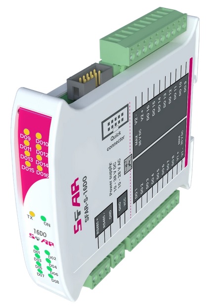SFAR pramoninis išplėtimo modulis,  Modbus RTU/ASCII  - 16 DO, PNP tipo, 10-38 V DC; 10-28 V AC