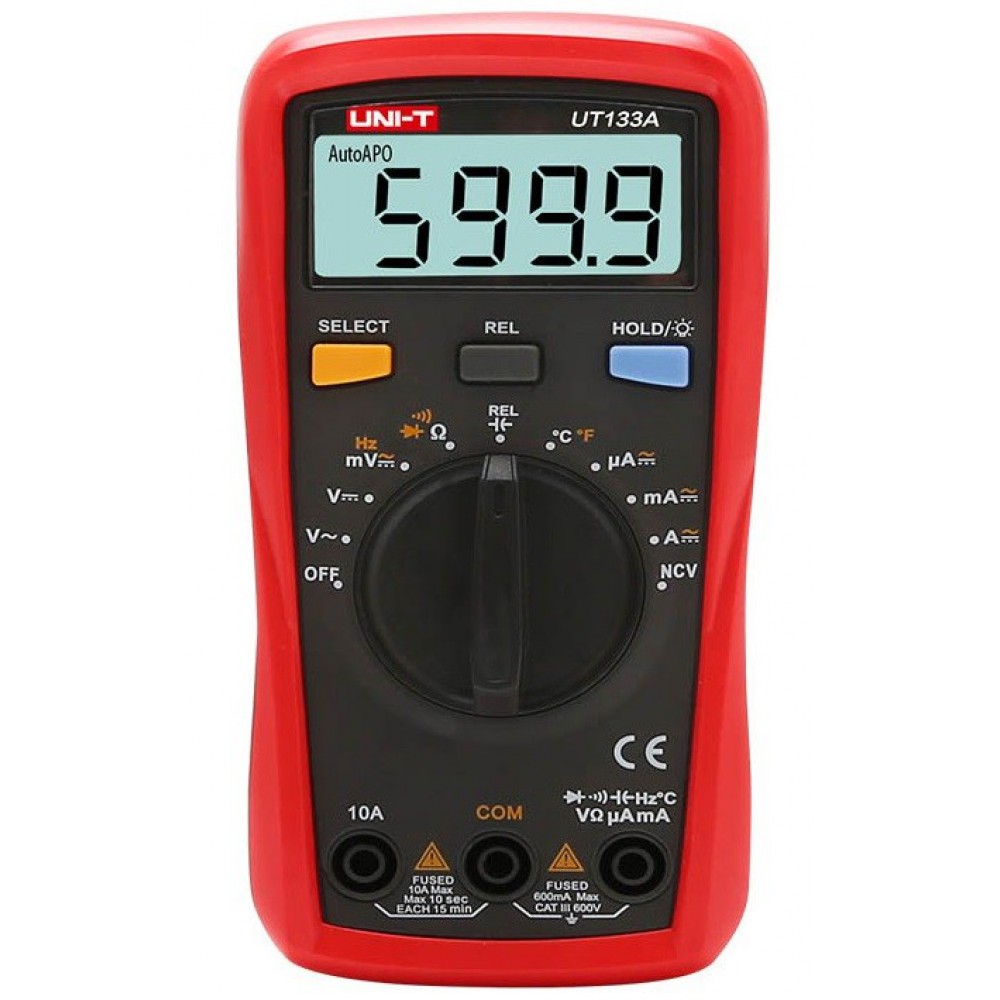 Skaitmeninis multimetras UT133A; LCD (6000), su pašvietimu; -40÷1000°C, automatinės ribos, UNI-T